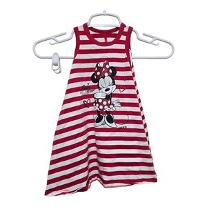 Disney park dress girls size xxs red white striped Minnie mouse pocket high neck
